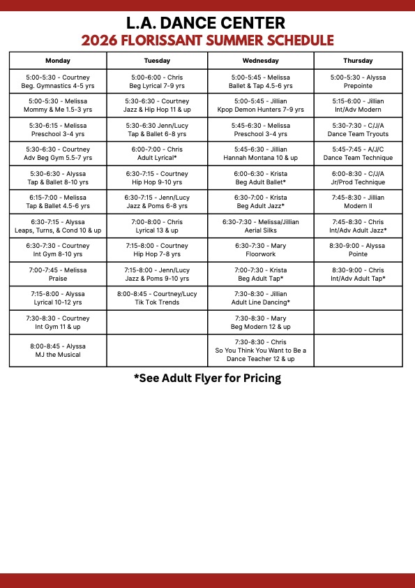 2026 Summer Dance Registration Form